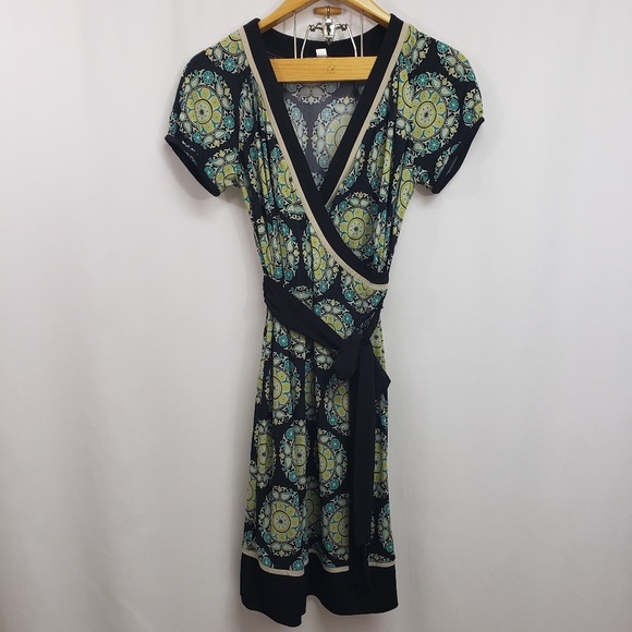 Sandra Darren Faux Wrap Belted Dress 12 - Picture 2 of 8